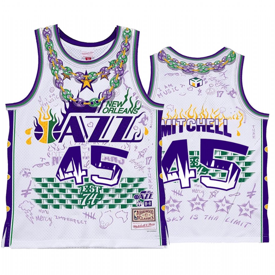 Utah Jazz NBA BR Remix Donovan Mitchell White Jersey HWC Limited Edition
