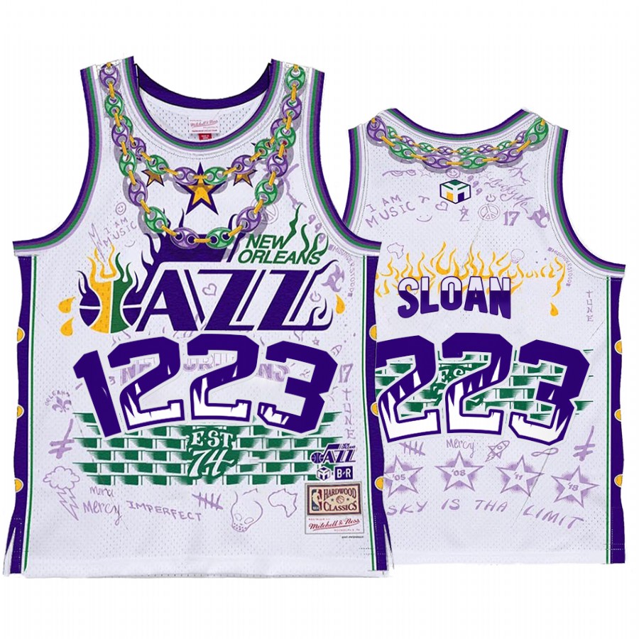 Utah Jazz NBA BR Remix Jerry Sloan White Jersey HWC Limited Edition