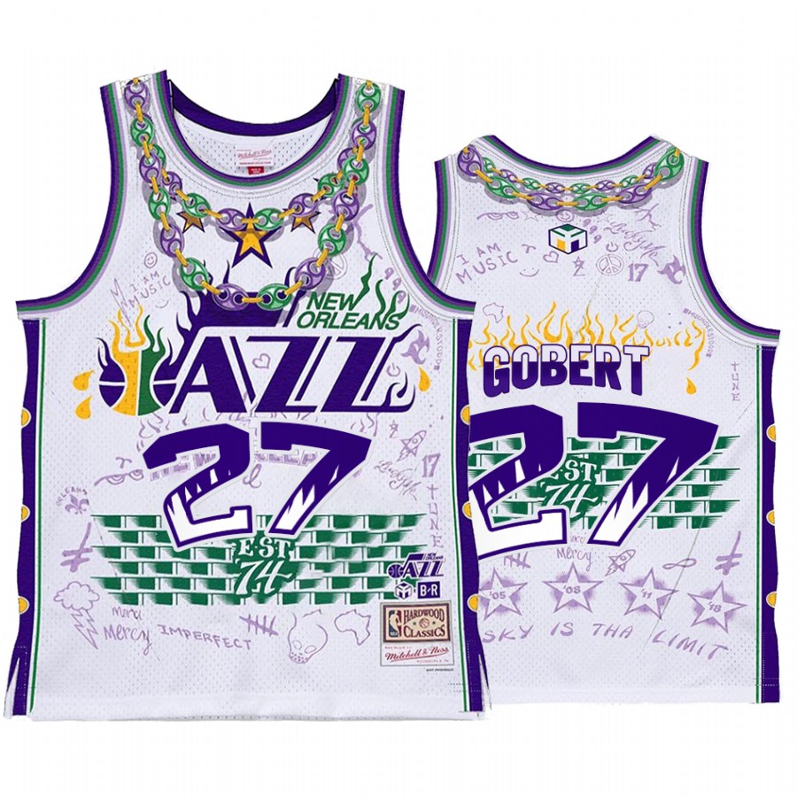 Utah Jazz NBA BR Remix Rudy Gobert White Jersey HWC Limited Edition