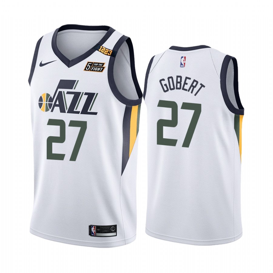 Utah Jazz Rudy Gobert #27 White 5 For The Fight Jersey Sloan 1223 Wins