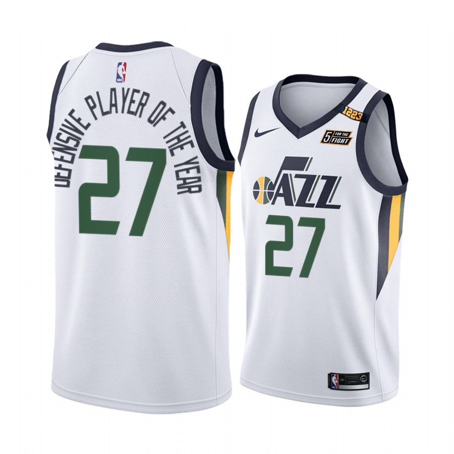 Utah Jazz Rudy Gobert White 2021 Defensive Player of the Year Jersey Awards