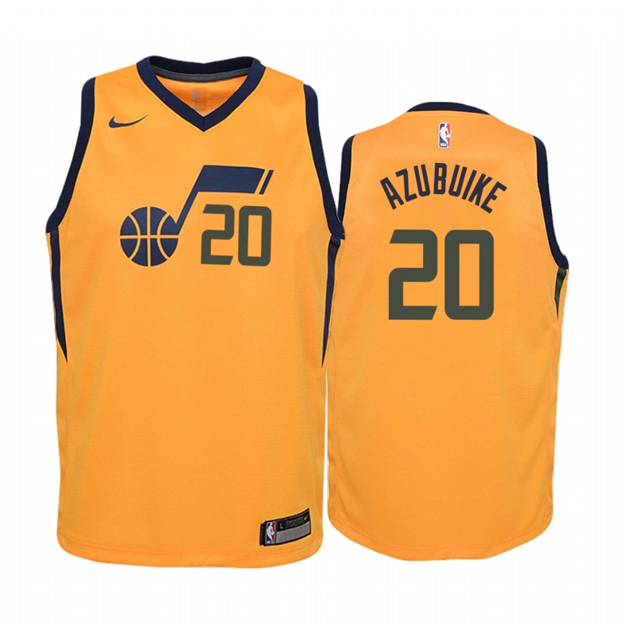 Utah Jazz Udoka Azubuike 2020-21 Statement Yellow Youth Jersey - 2020 NBA Draft