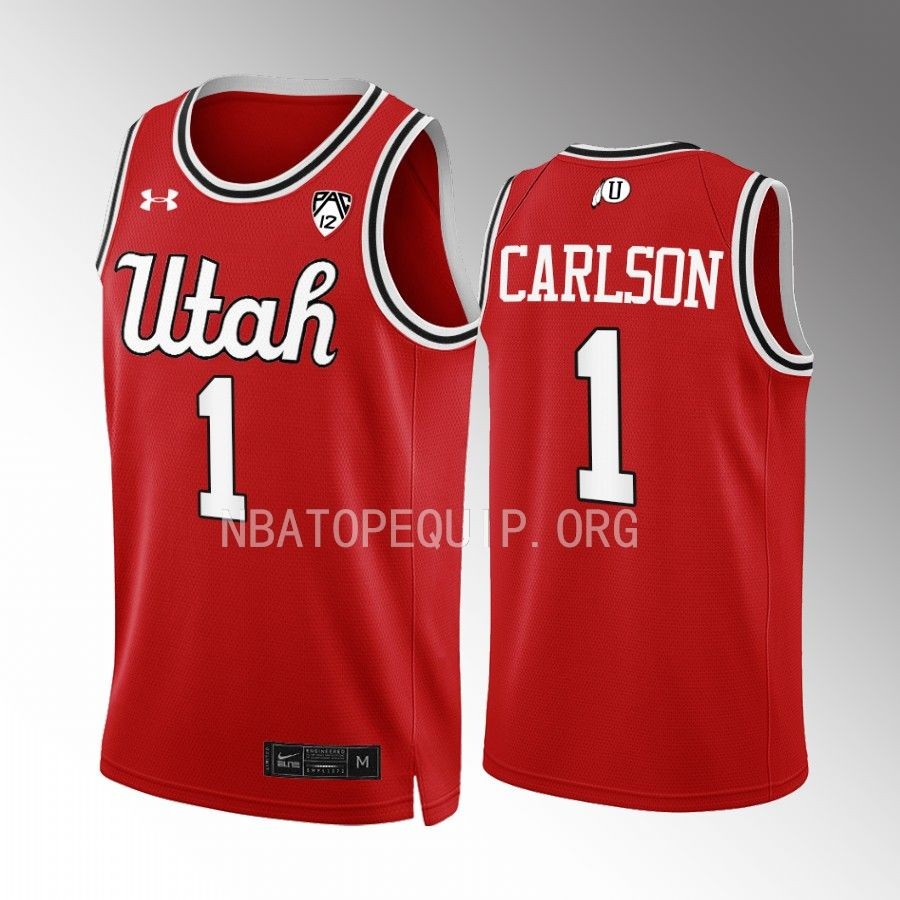 Utah Utes Ben Carlson Jersey 2022-23 Throwback Red College  Uniform