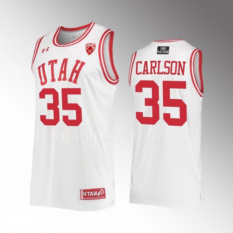Utah Utes Branden Carlson Jersey 2022-23   White Uniform