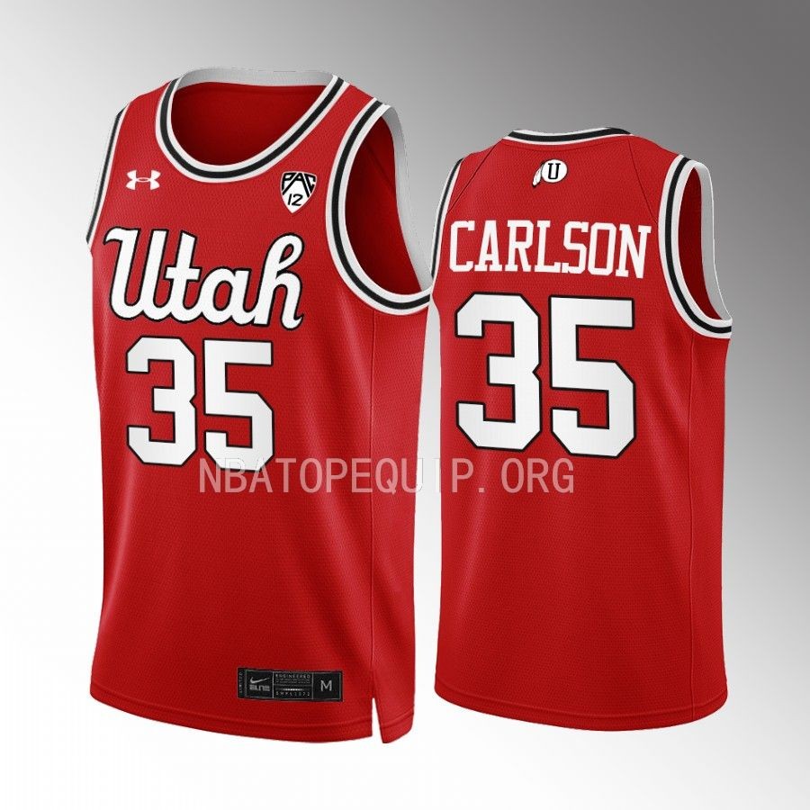 Utah Utes Branden Carlson Jersey 2022-23 Throwback Red College  Uniform