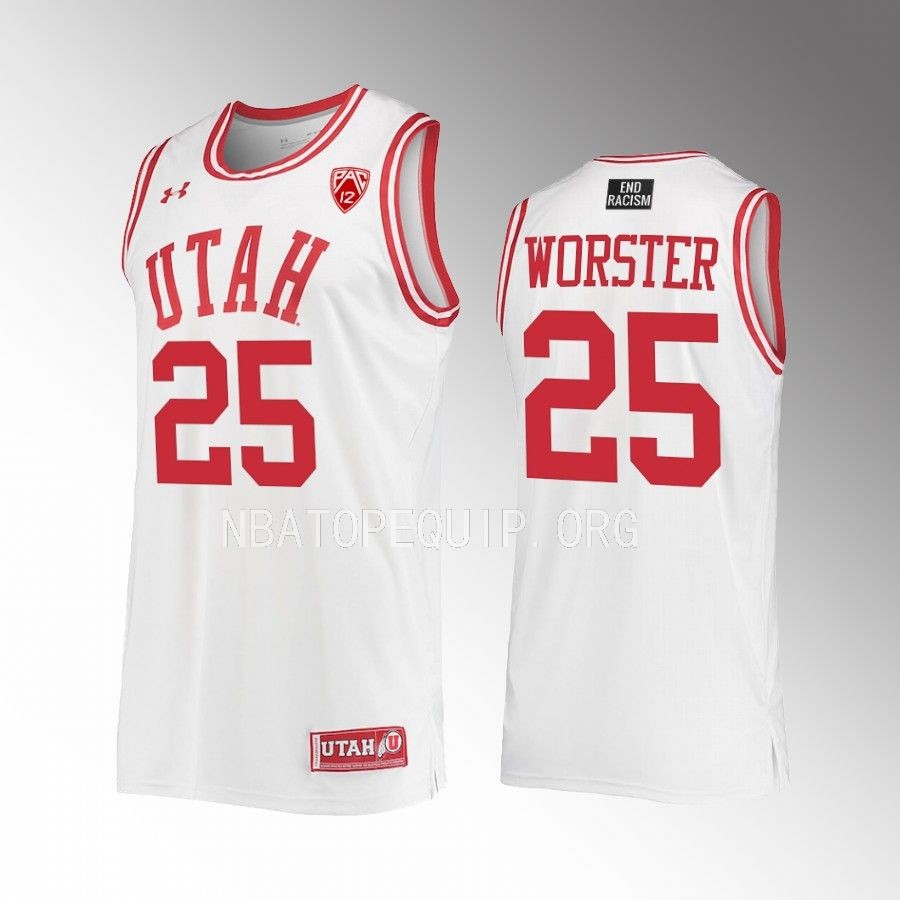 Utah Utes Rollie Worster Jersey 2022-23   White Uniform