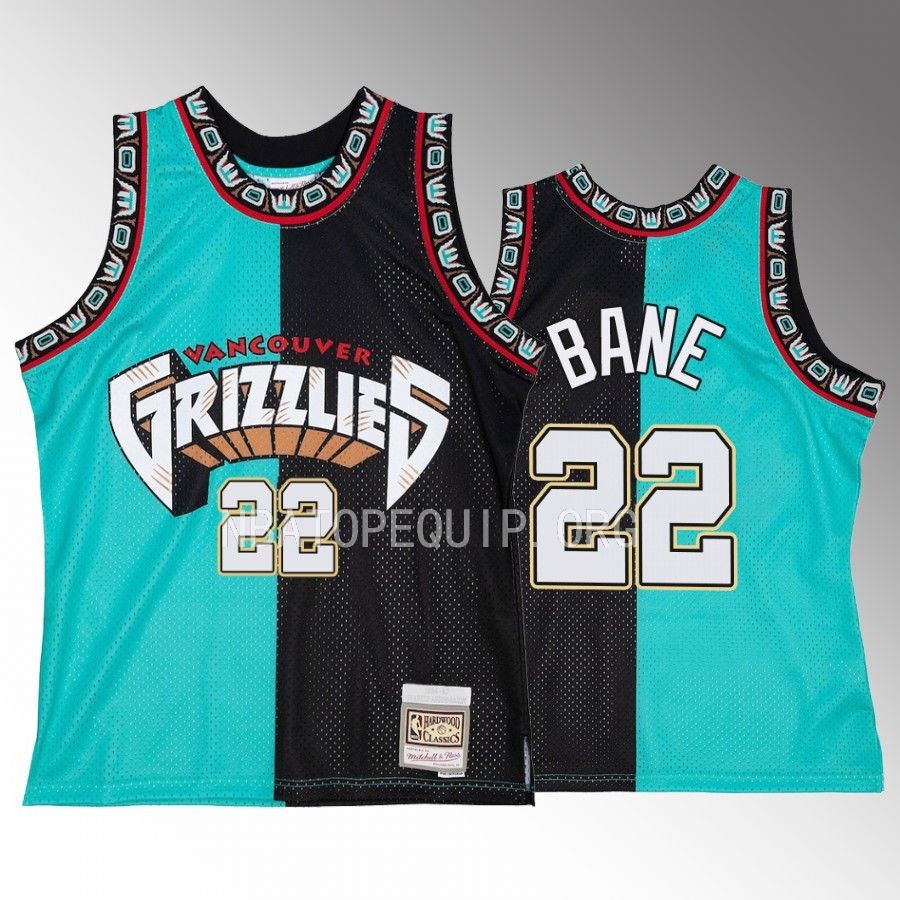 Vancouver Grizzlies Hardwood Classics 1996-97 Desmond Bane Turquoise Black Jersey #22 Split Swingman