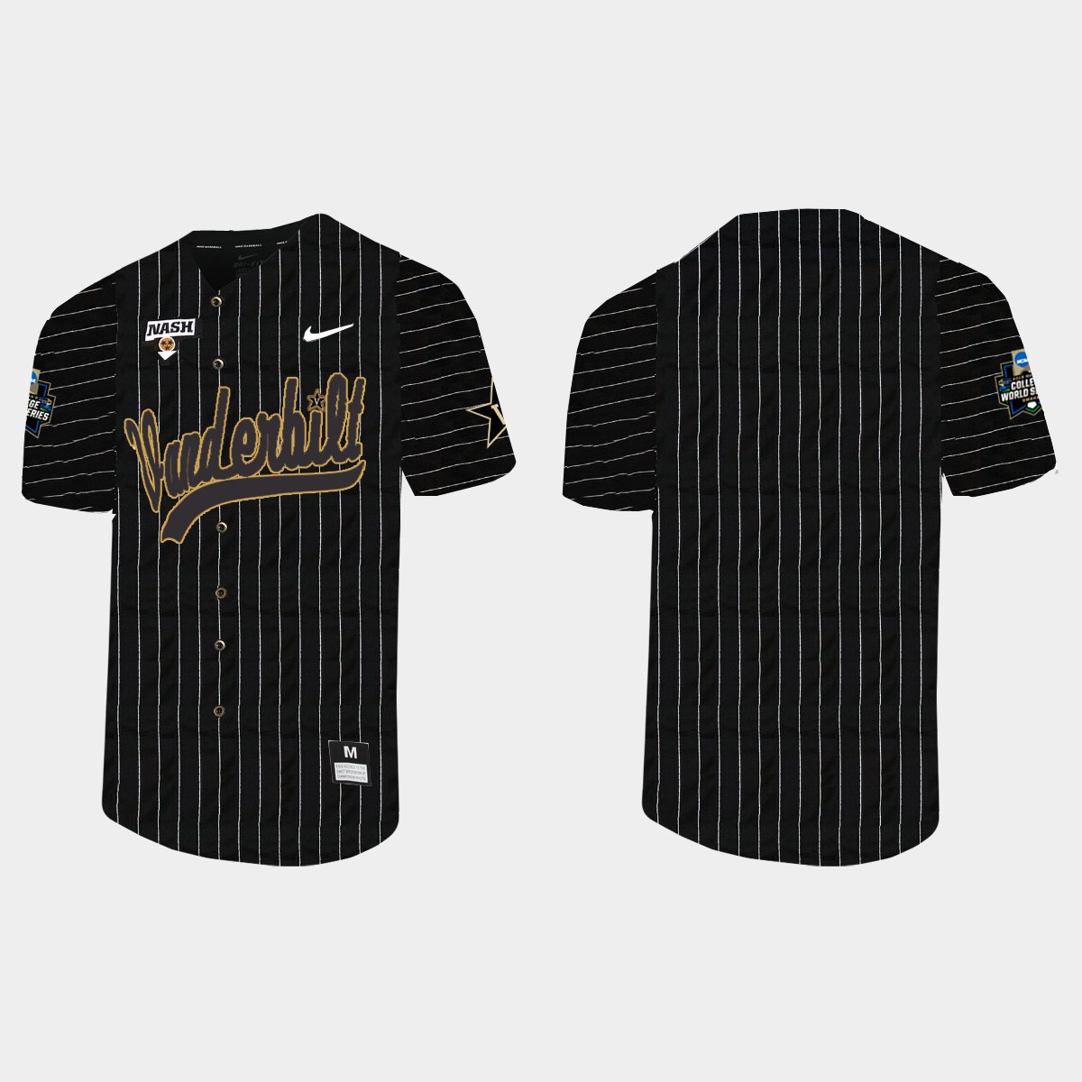 Vanderbilt Commodores 2021 College World Series Pinstripe  Jersey - Black