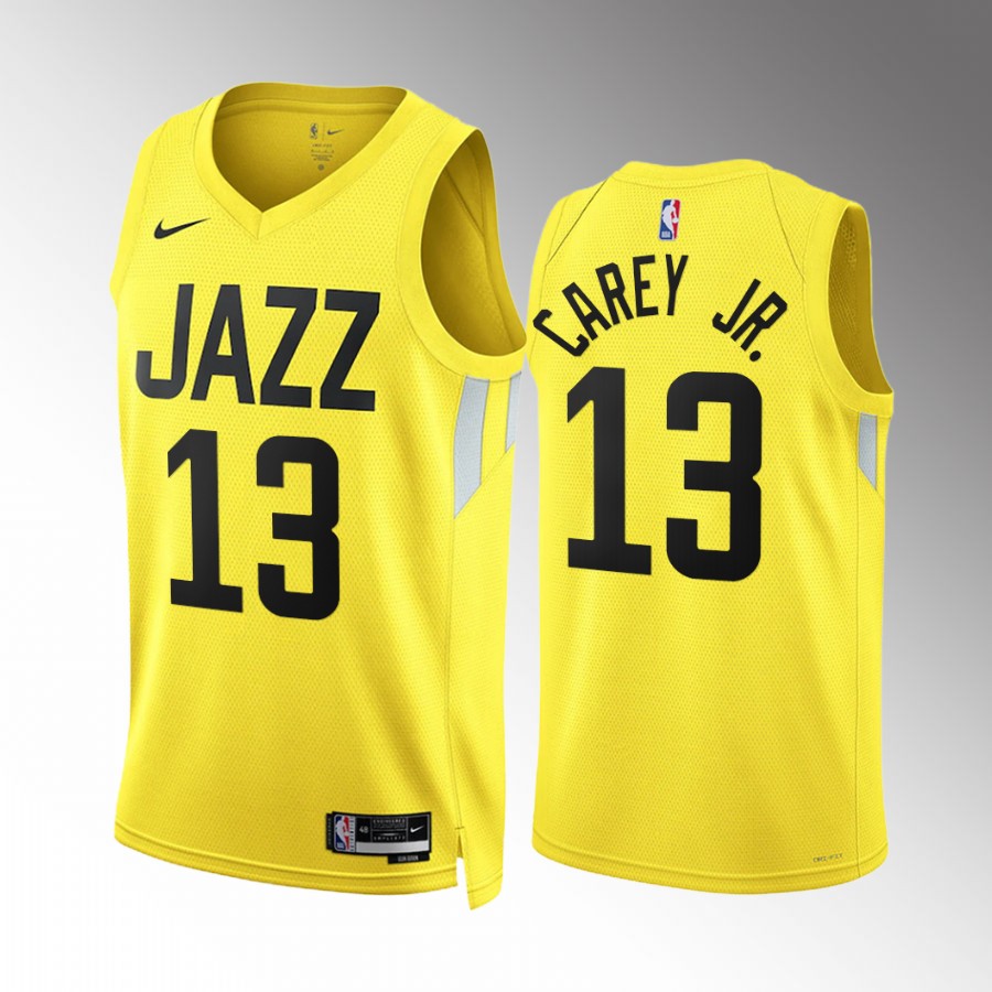 Vernon Carey Jr. Utah Jazz #13 Yellow Jersey 2022-23 Icon Edition Swingman