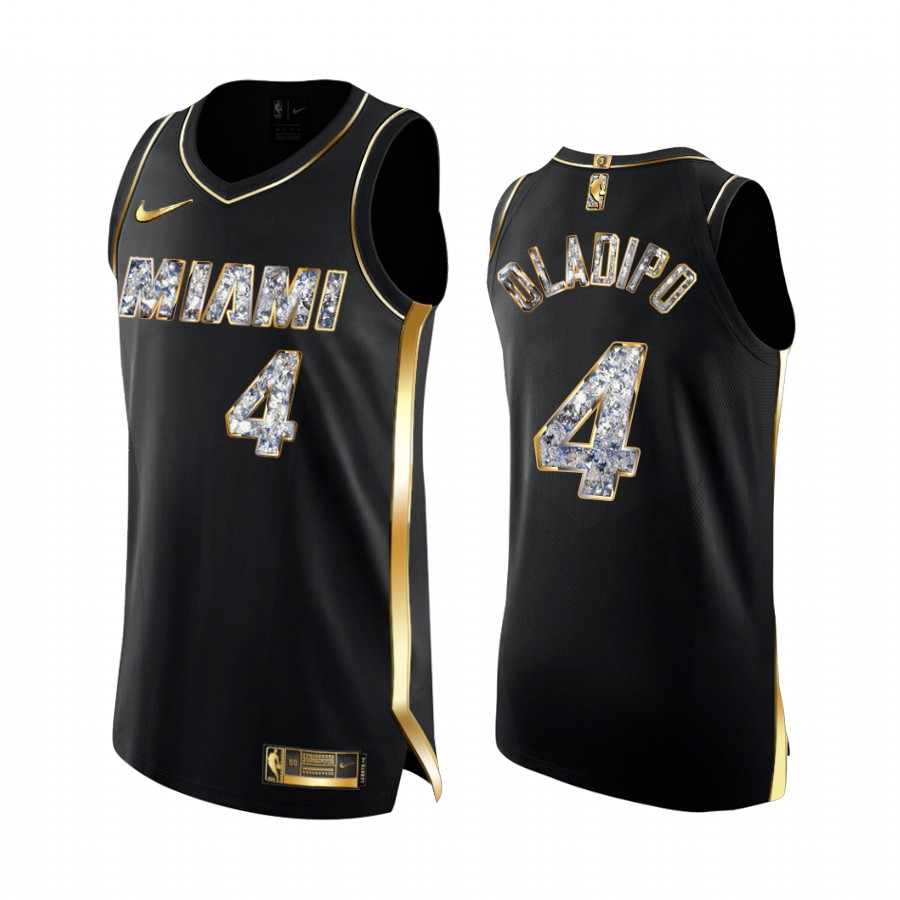 Victor Oladipo Heat #4 2022 NBA Playoffs Jersey Black Golden Diamond Edition