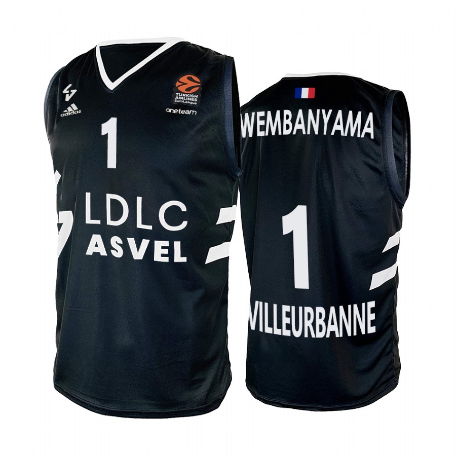 Victor Wembanyama 2023 NBA Draft Top Prospect LDLC ASVEL #1 Black Jersey Away