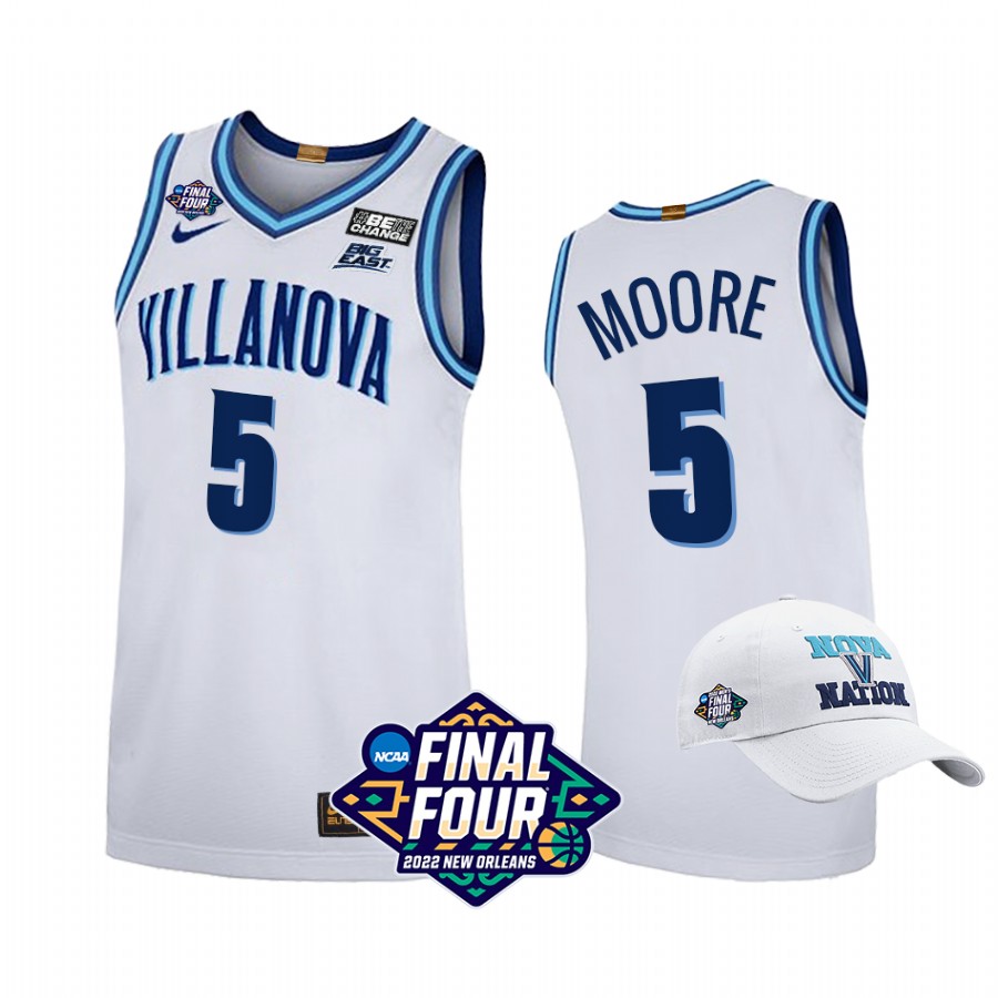 Villanova Wildcats Justin Moore Jersey 2022 March Madness Final Four White  Uniform