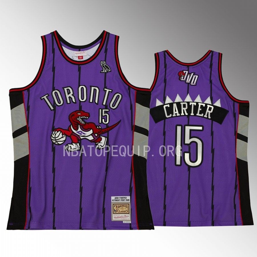 Vince Carter OVO x Hardwood Classic Jersey Toronto Raptors #15 Purple Swingman Men's Shirt