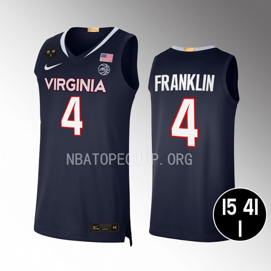 Virginia Cavaliers Armaan Franklin Jersey 2022 Main Event Champs Navy UVA Strong Uniform