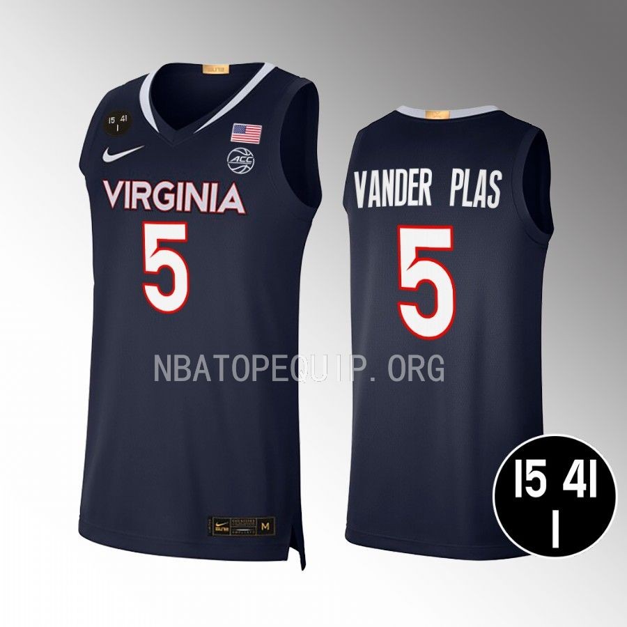 Virginia Cavaliers Ben Vander Plas Jersey 2022 Main Event Champs Navy UVA Strong Uniform