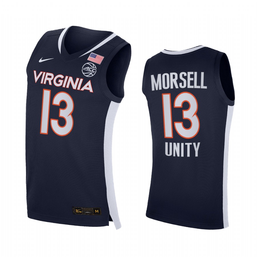 Virginia Cavaliers Casey Morsell Jersey 2021 Unity Navy Road Secondary Logo