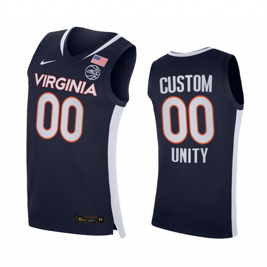 Virginia Cavaliers Custom Jersey 2021 Unity Navy Road Secondary Logo