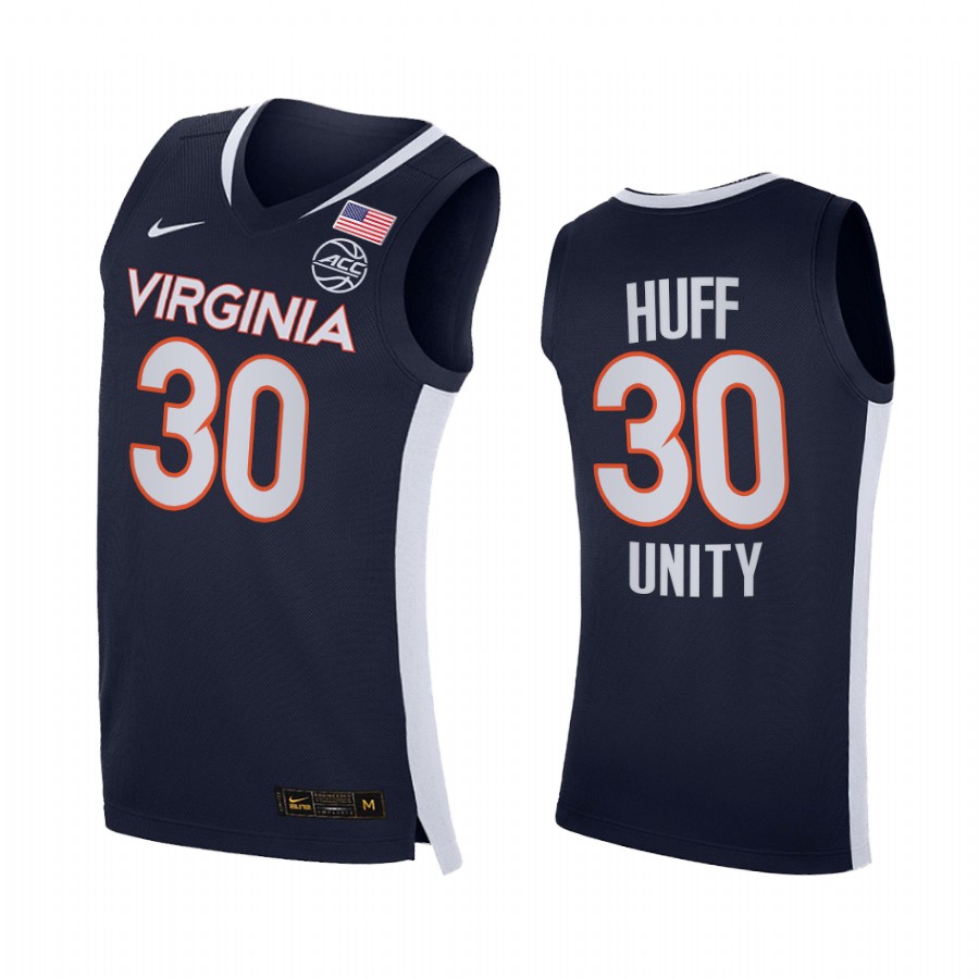 Virginia Cavaliers Jay Huff Jersey 2021 Unity Navy Road Secondary Logo