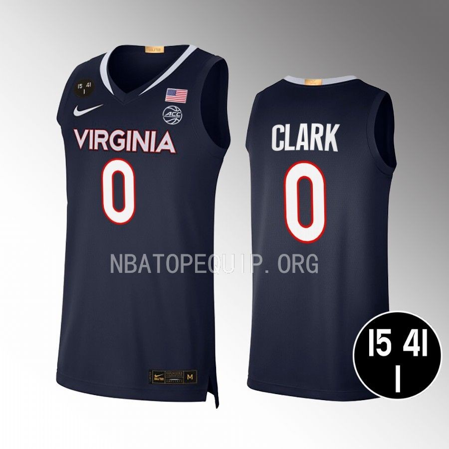 Virginia Cavaliers Kihei Clark Jersey 2022 Main Event Champs Navy UVA Strong Uniform