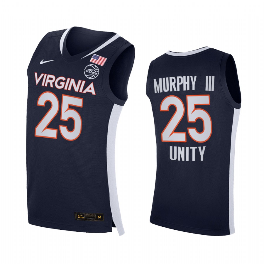 Virginia Cavaliers Trey Murphy III Jersey 2021 Unity Navy Road Secondary Logo