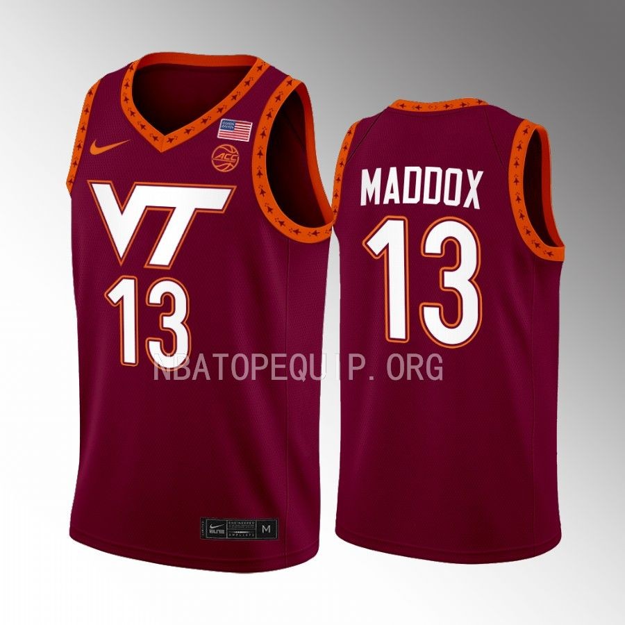 Virginia Tech Hokies Dairus Maddox Jersey 2022-23 Swingman  Maroon Uniform