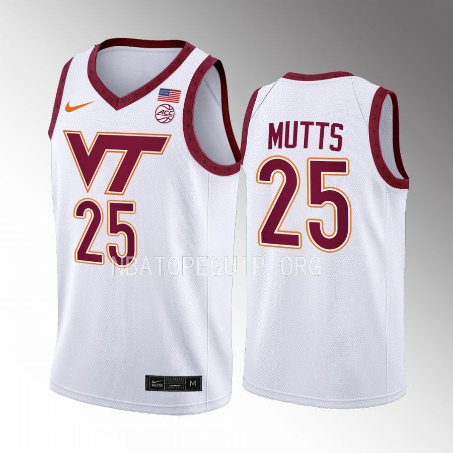 Virginia Tech Hokies Justyn Mutts Jersey 2022-23 Home  White Swingman Uniform