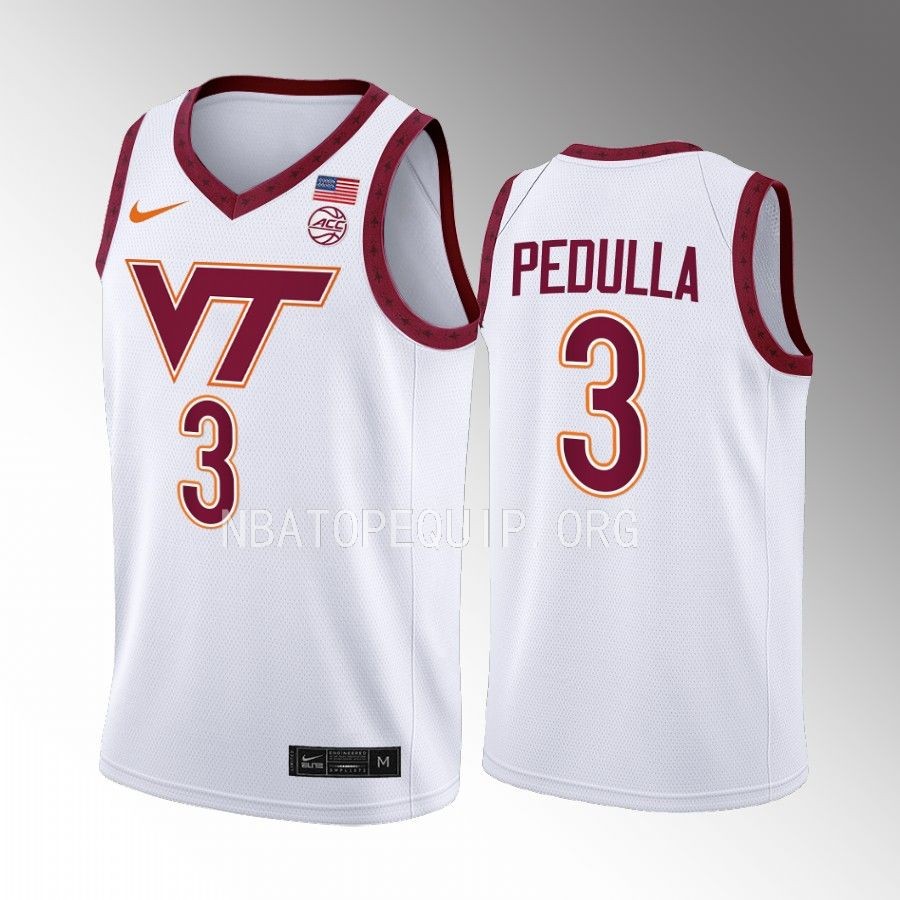 Virginia Tech Hokies Sean Pedulla Jersey 2022-23 Home  White Swingman Uniform