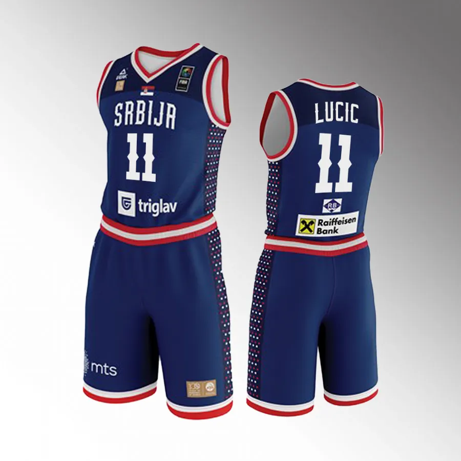 Vladimir Lucic Serbia 2023 FIBA  World Cup Navy Jersey Shorts Set #11