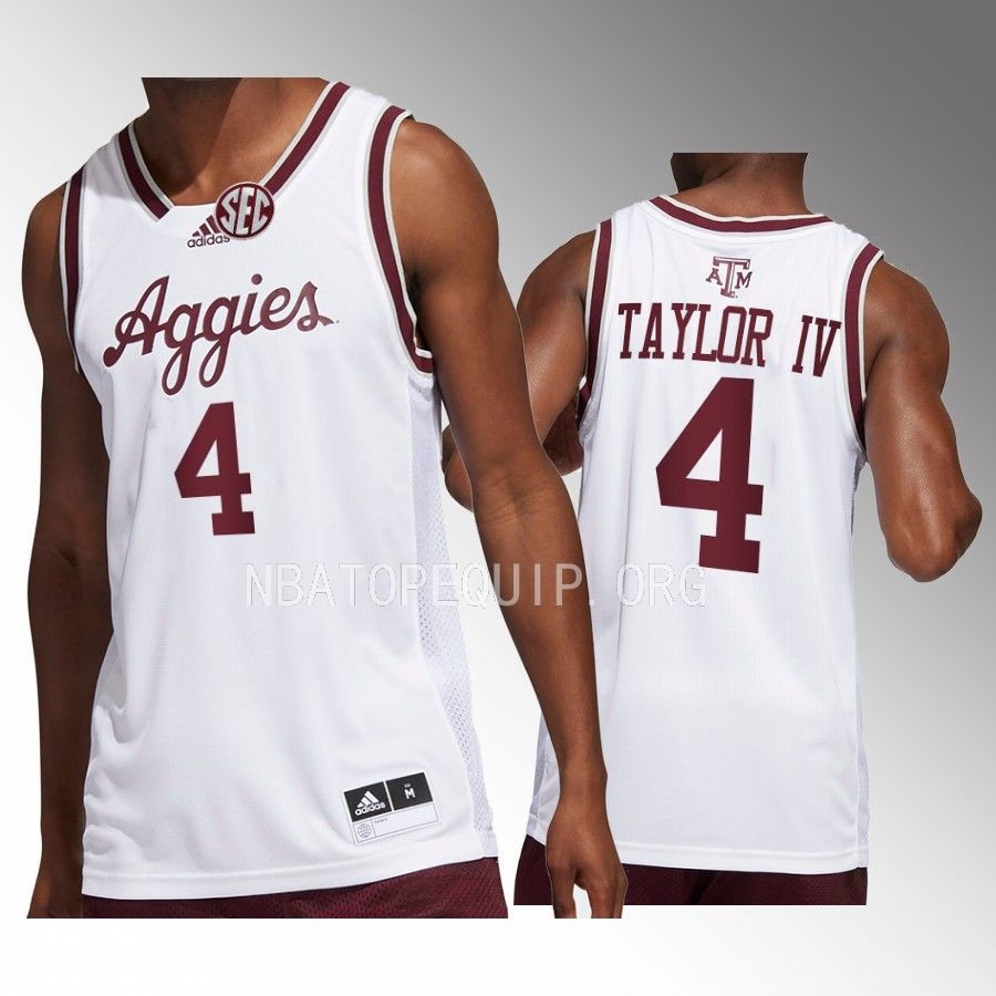 Wade Taylor IV Texas AM Aggies White Jersey 2022-23 College