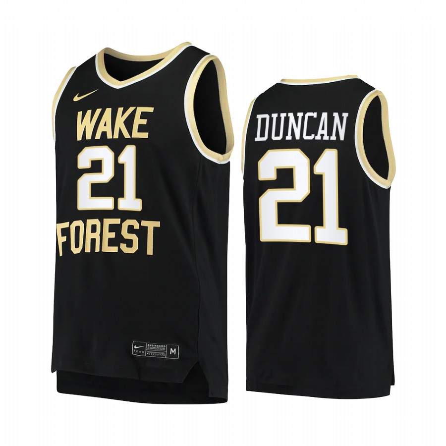 Wake Forest Demon Deacons Tim Duncan Jersey College  Black Uniform