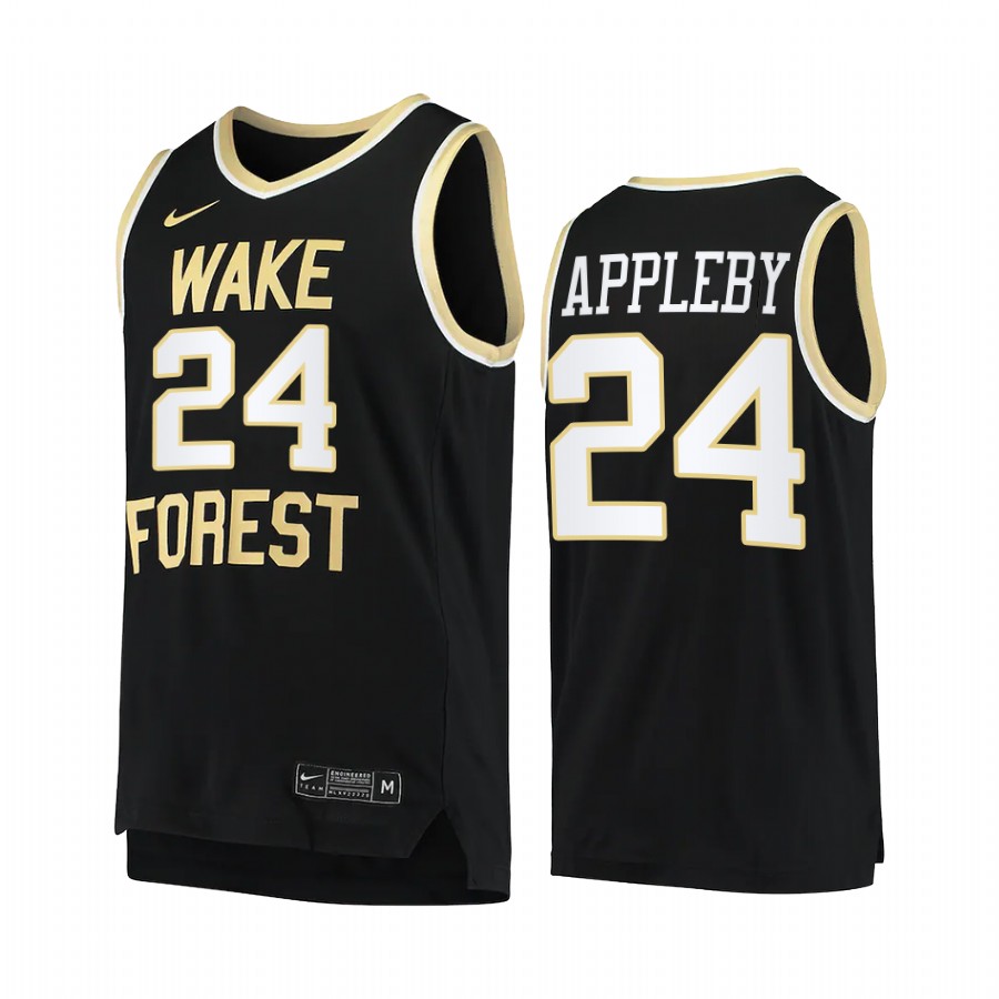 Wake Forest Demon Deacons Tyree Appleby Jersey College  Black Uniform