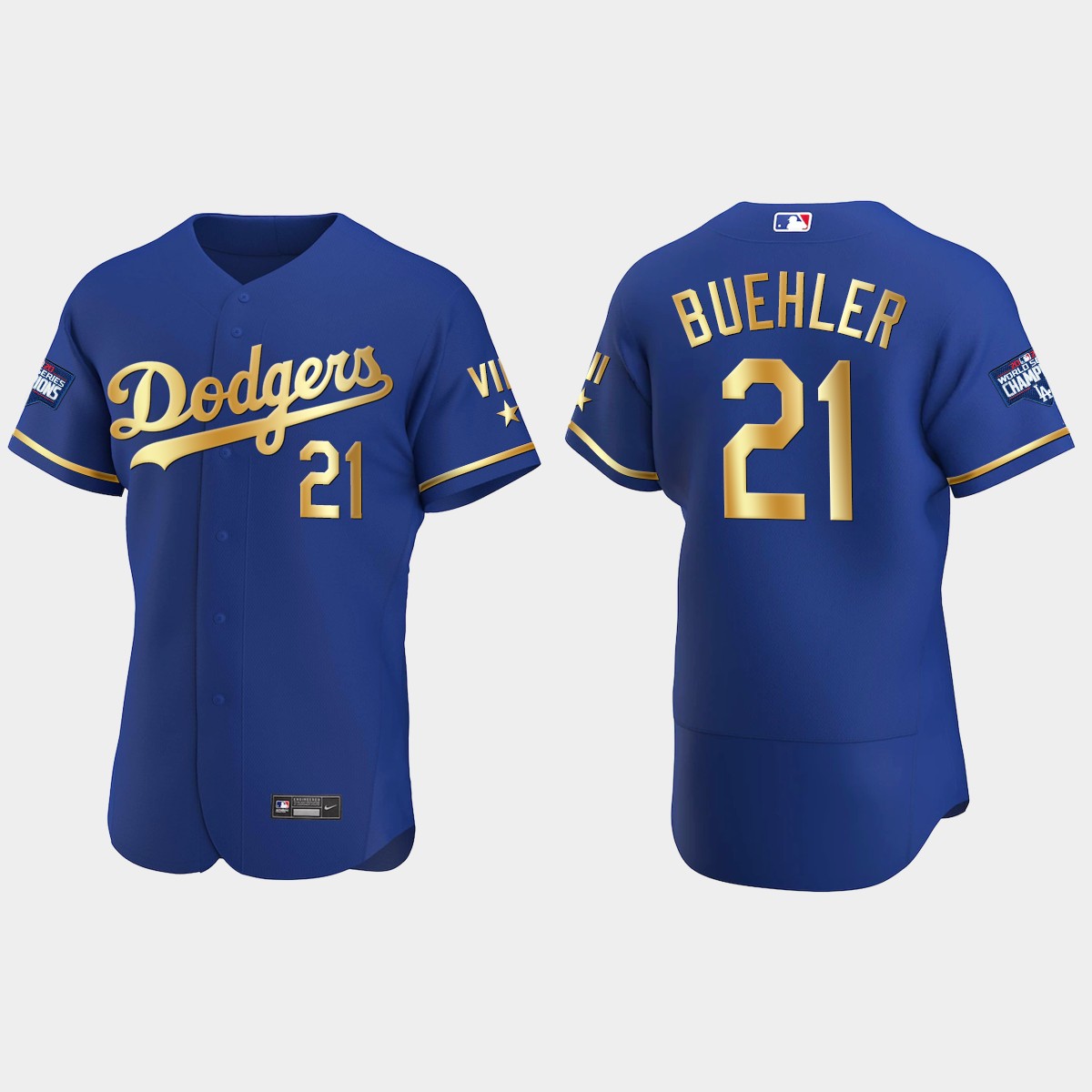 Walker Buehler Los Angeles Dodgers 2021 Gold Program World Series Champions Jersey - Royal