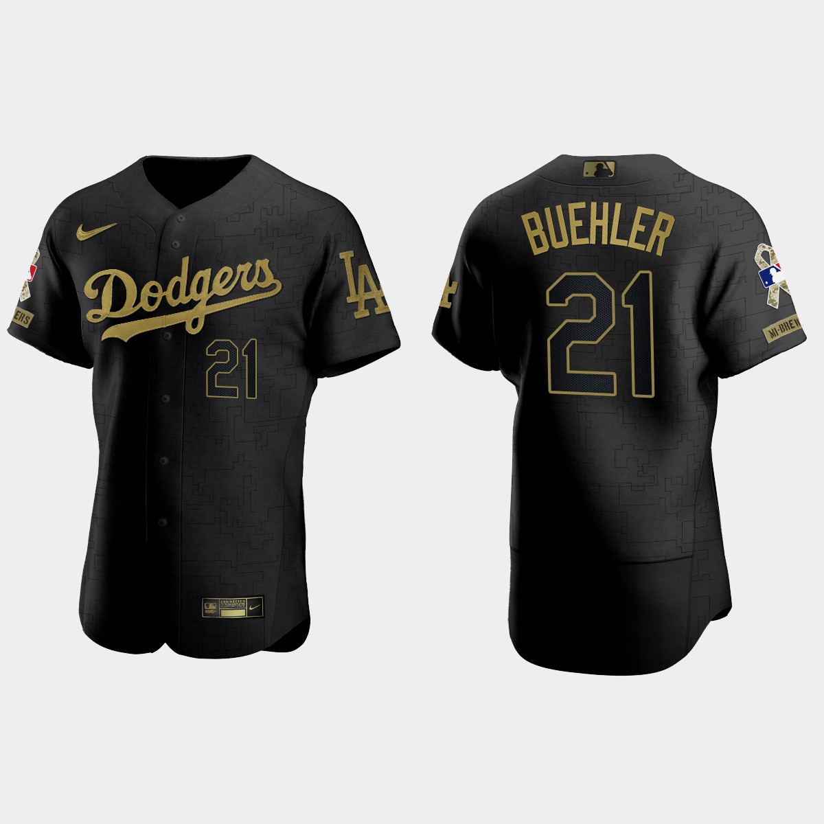 Walker Buehler Los Angeles Dodgers 2021 Salute to Service Jersey - All Black