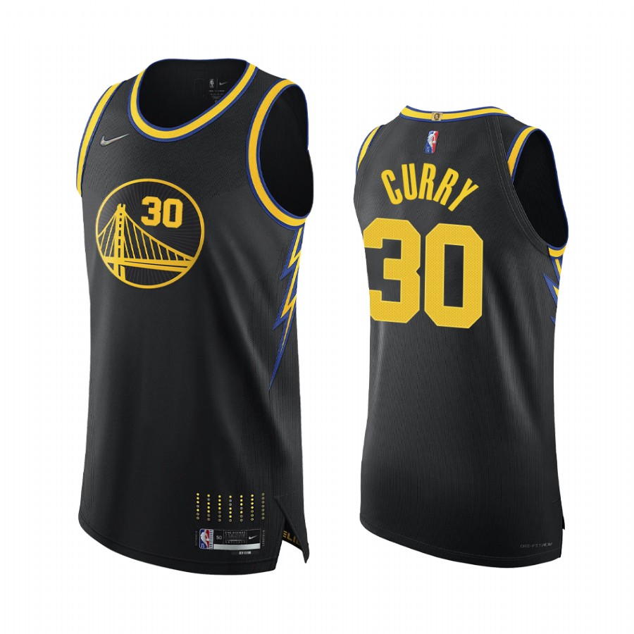 Warriors #30 Stephen Curry Black Jersey 75th Season City Edition 2021-22
