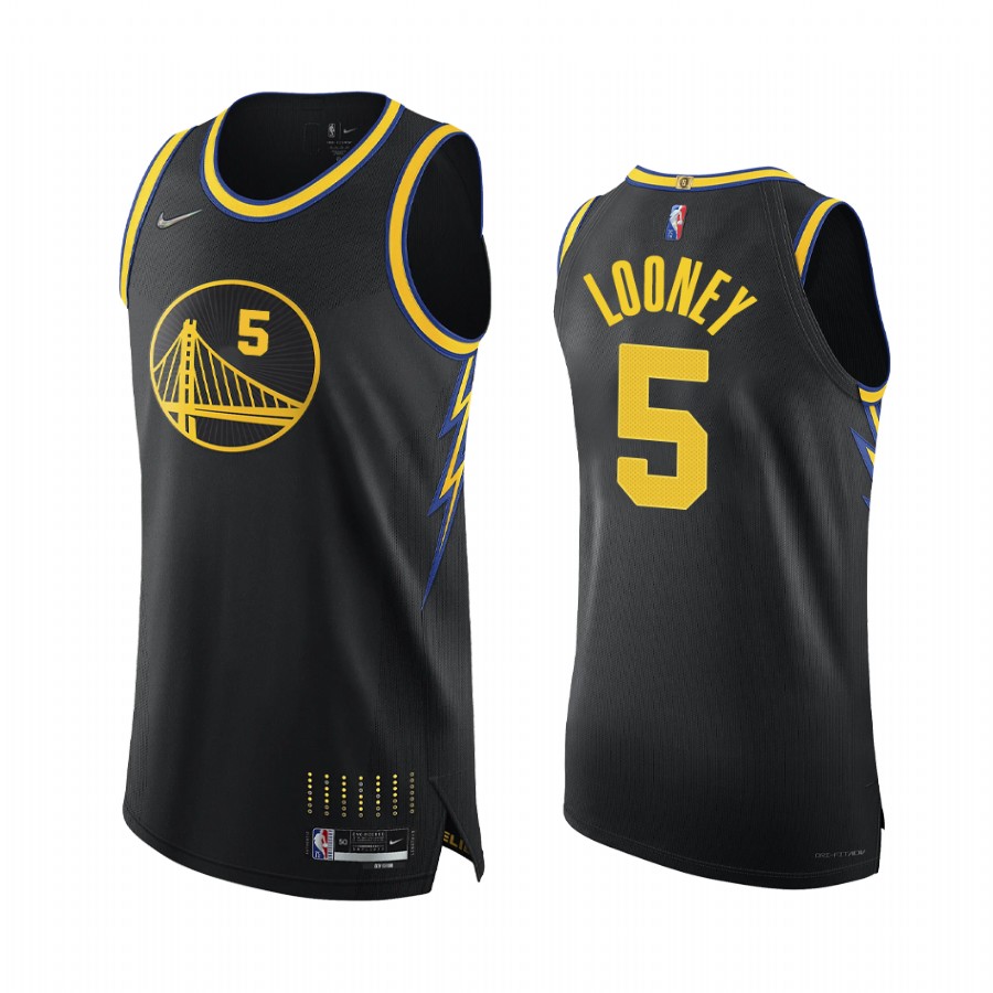 Warriors #5 Kevon Looney Black Jersey 75th Season City Edition 2021-22