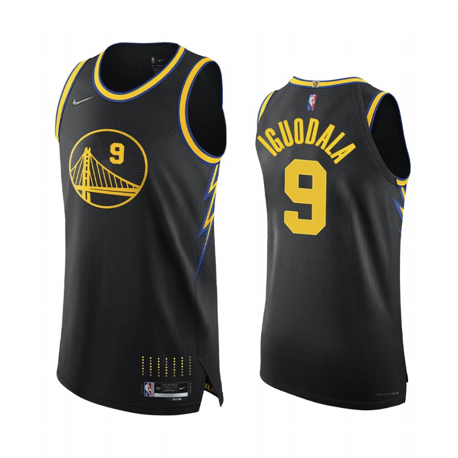 Warriors #9 Andre Iguodala Black Jersey 75th Season City Edition 2021-22