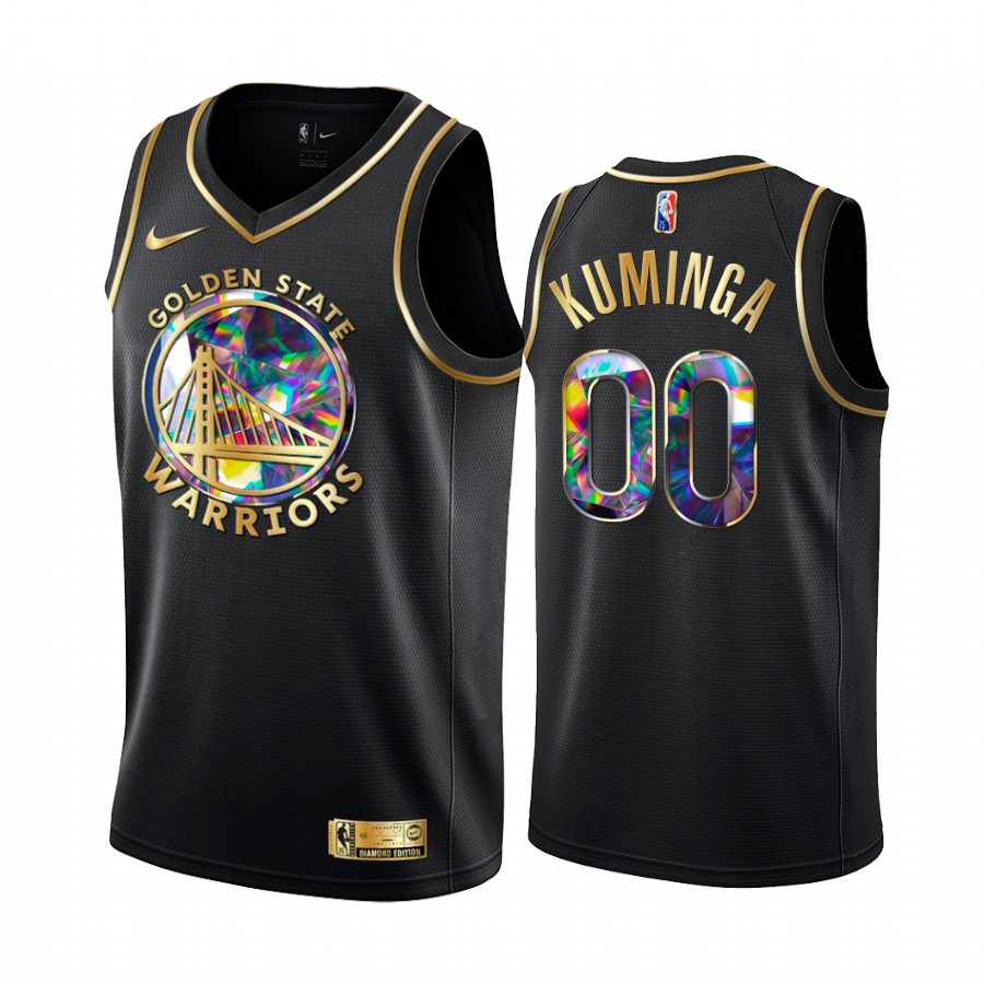 Warriors Jonathan Kuminga Diamond Logo Black 2021-22 Jersey NBA 75th Season