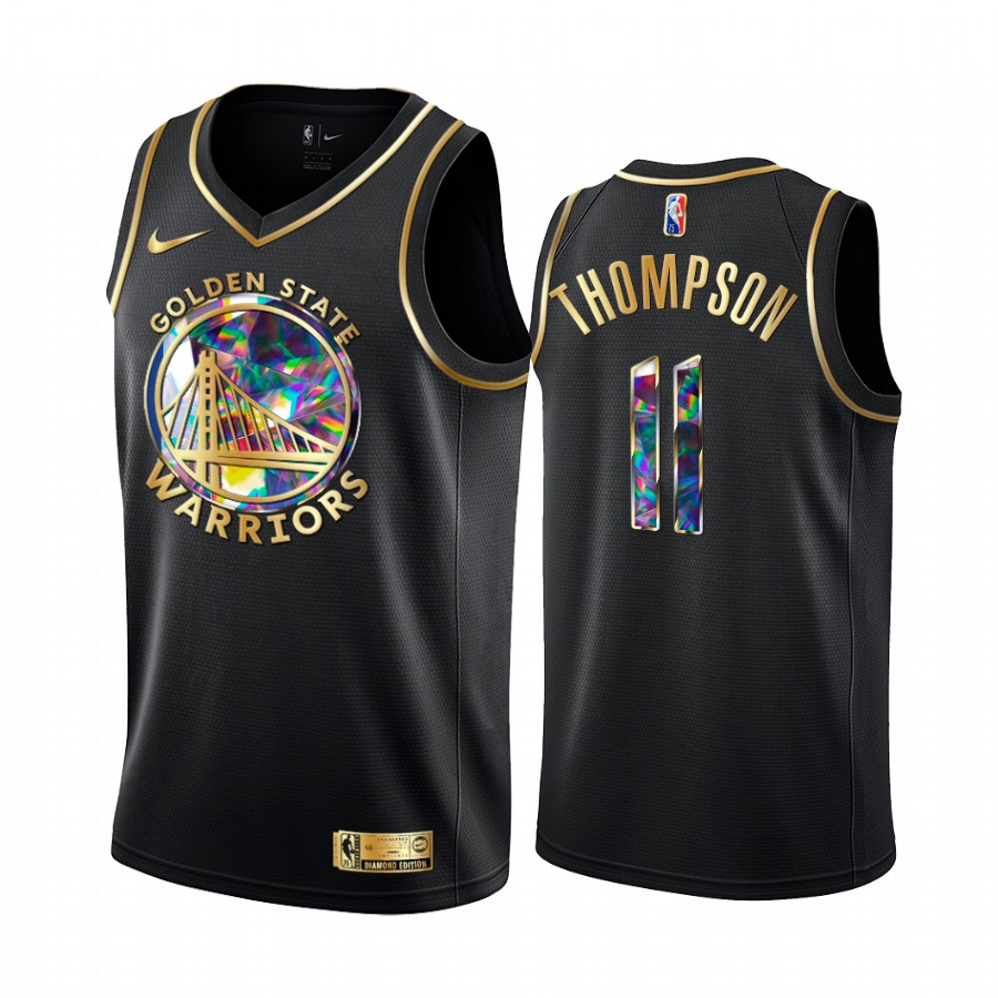 Warriors Klay Thompson Diamond Logo Black 2021-22 Jersey NBA 75th Season