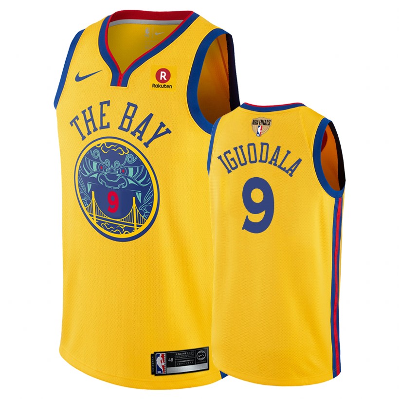 Warriors Male Andre Iguodala #9 2018 NBA Finals City Gold Jersey