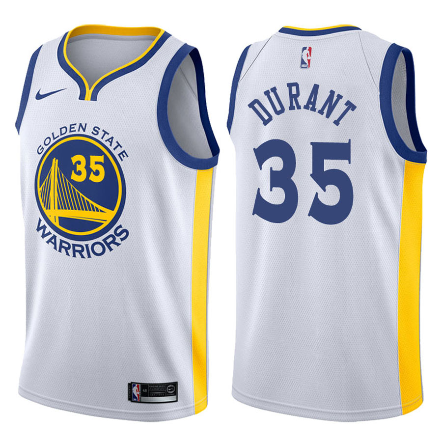 Warriors Male Kevin Durant #35 2017-18 Association White Jersey