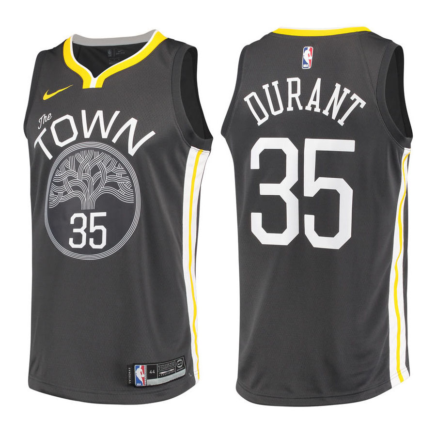 Warriors Male Kevin Durant #35 2017-18 Statement Black Jersey