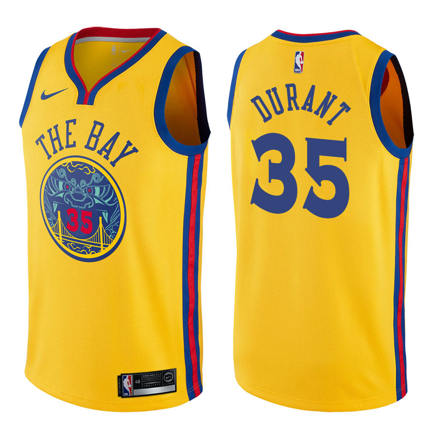 Warriors Male Kevin Durant #35 City Edition Gold Jersey