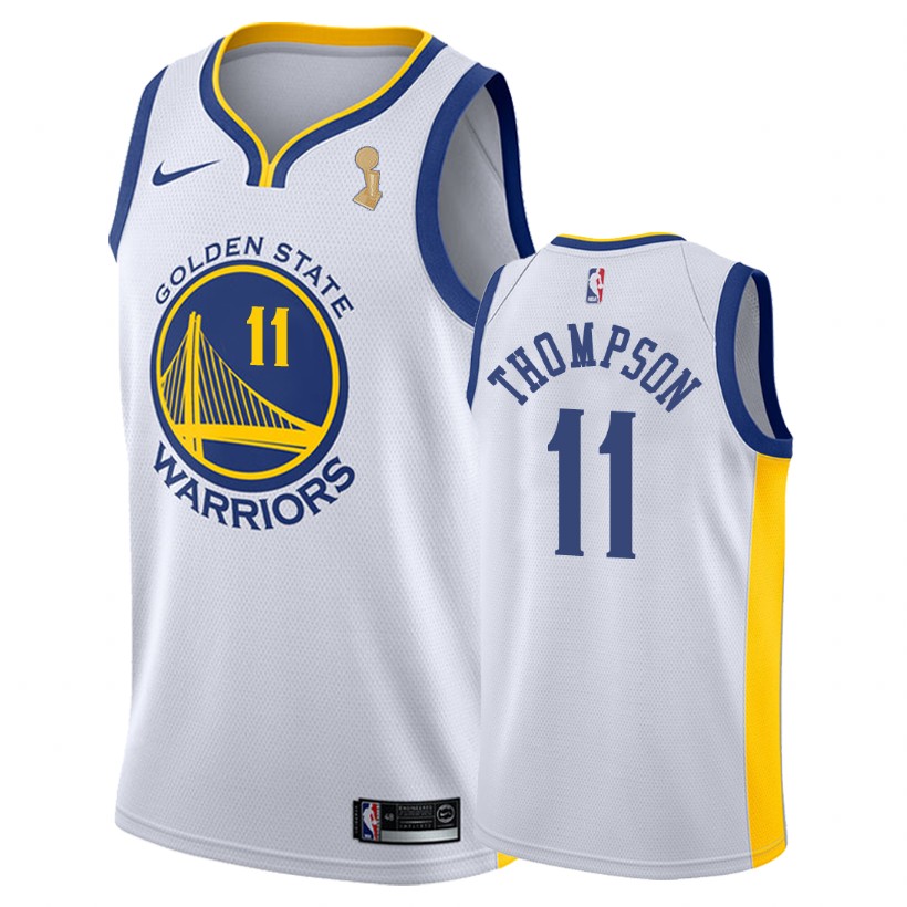 Warriors Male Klay Thompson #11 2018 Finals Champs Association White Jersey