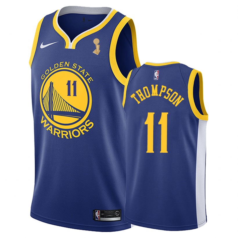 Warriors Male Klay Thompson #11 2018 Finals Champs Icon Blue Jersey