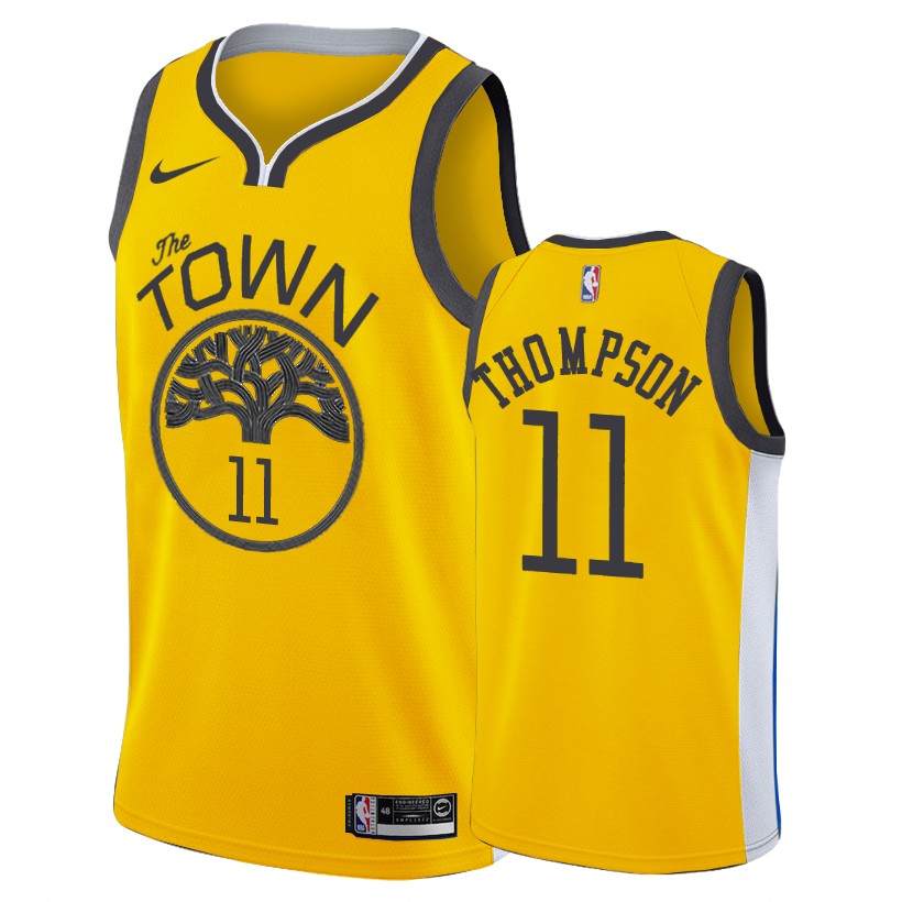 Warriors Male Klay Thompson #11 Earned Edition Gold Jersey