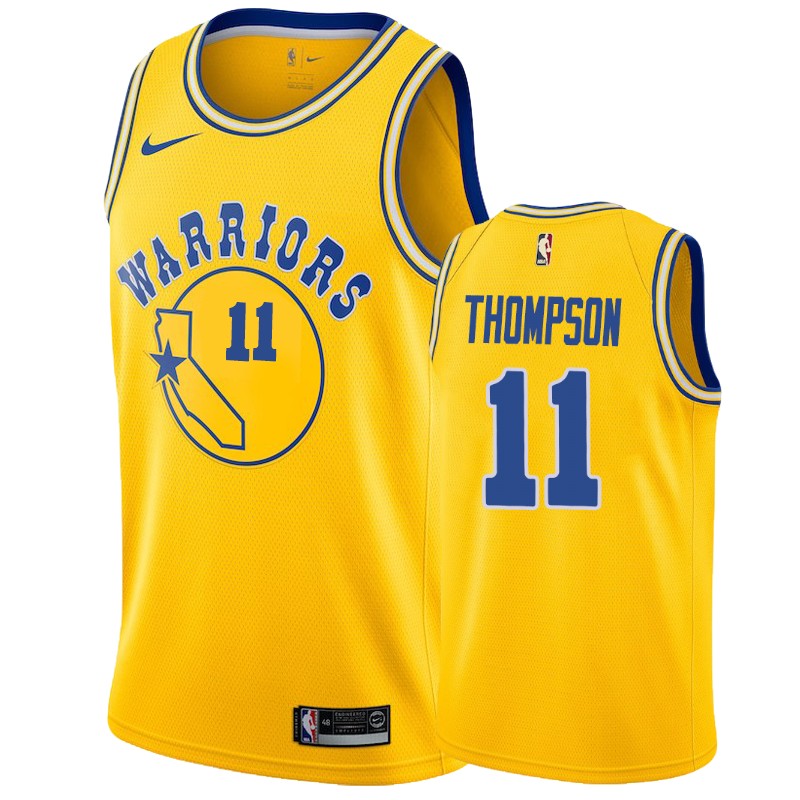 Warriors Male Klay Thompson #11 Hardwood Classics Gold Throwback Jersey