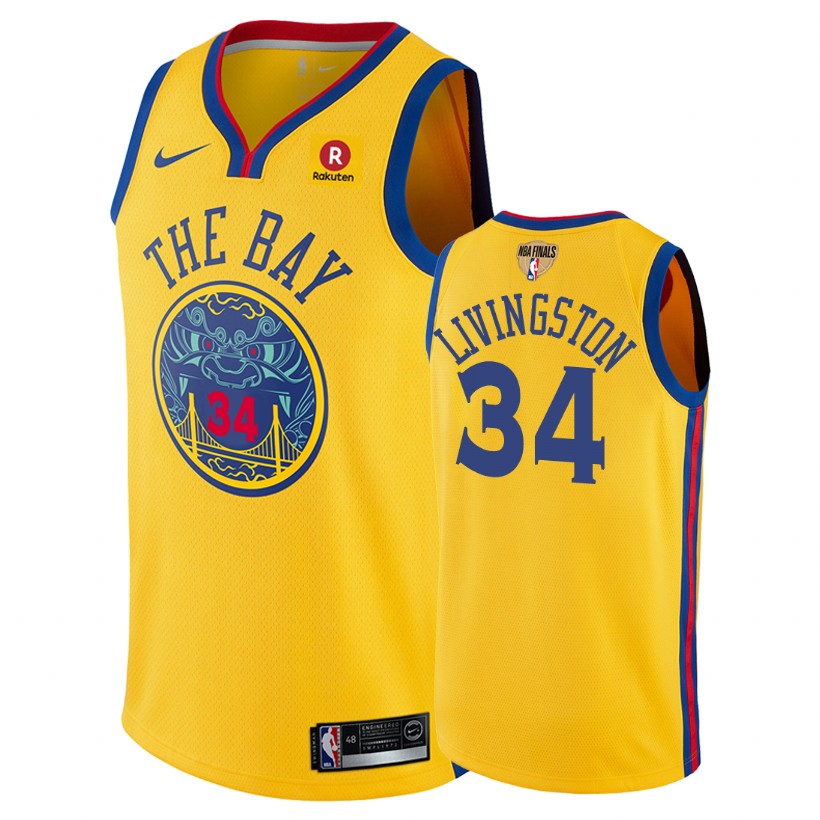 Warriors Male Shaun Livingston #34 2018 NBA Finals City Gold Jersey