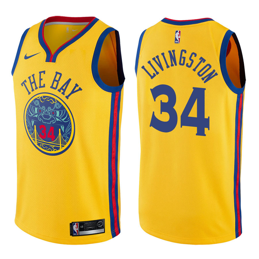 Warriors Male Shaun Livingston #34 City Edition Gold Jersey
