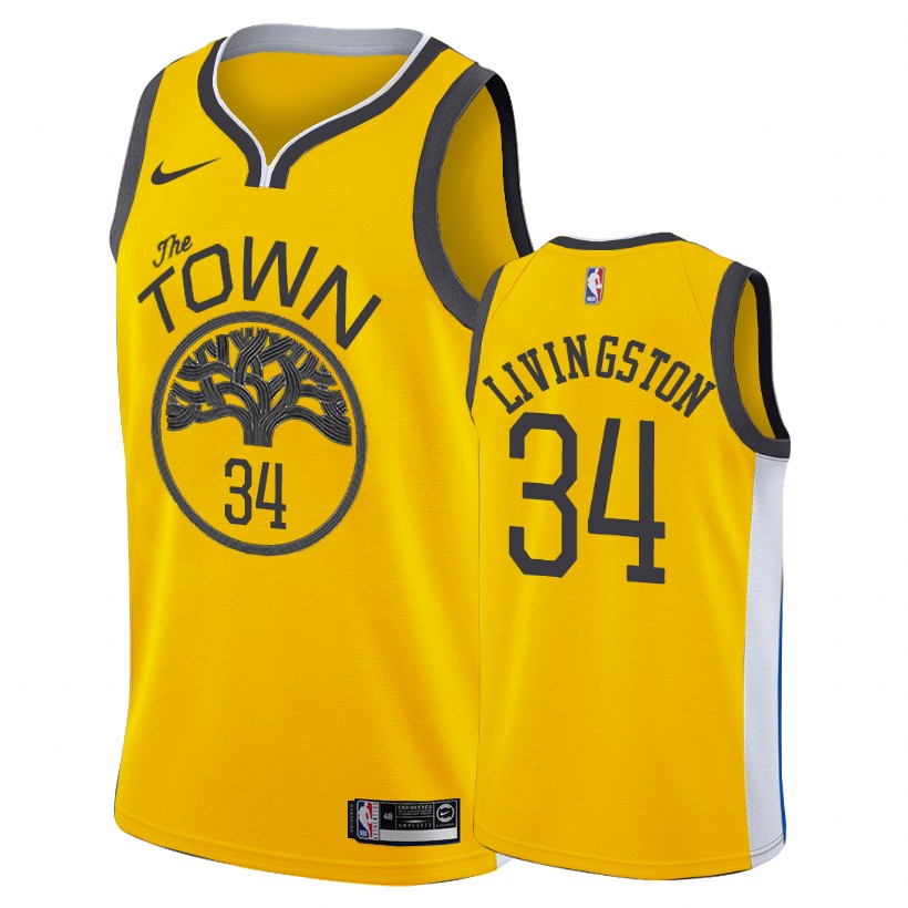 Warriors Male Shaun Livingston #34 Earned Edition Gold Jersey