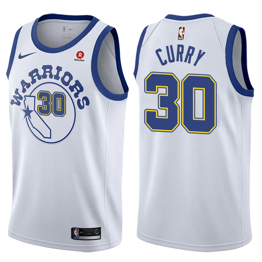 Warriors Male Stephen Curry #30 2017-18 Hardwood Classic White Jersey